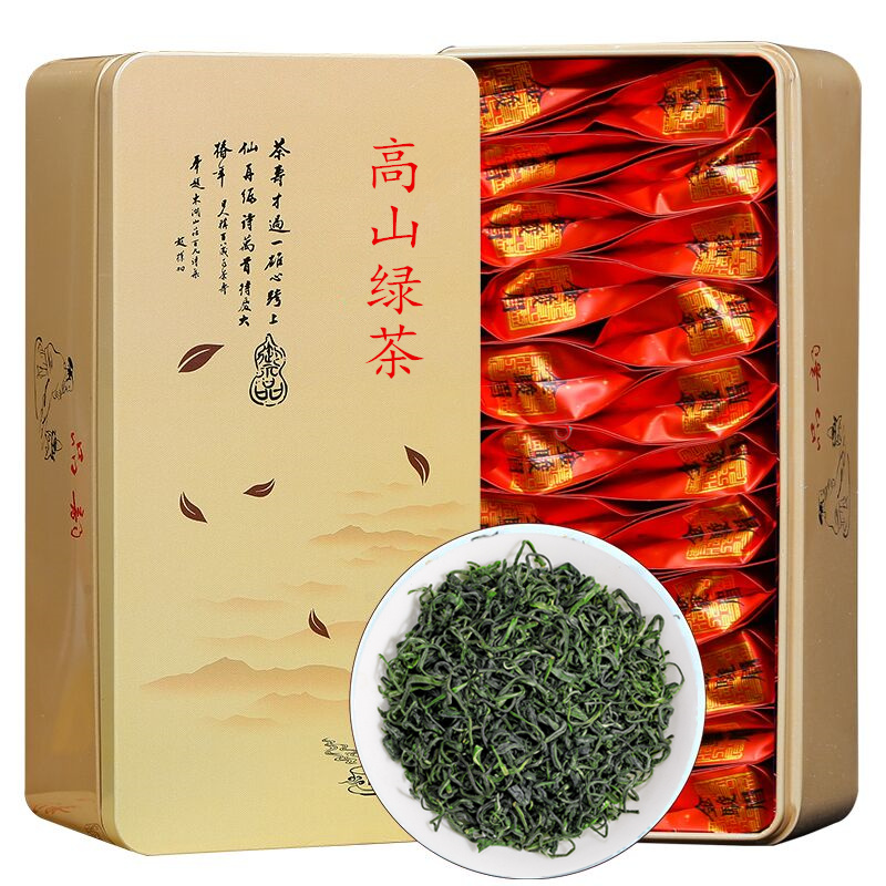 铁盒 绿茶新茶毛尖茶日照充足高山云雾浓香型袋装礼盒装150g - 图0