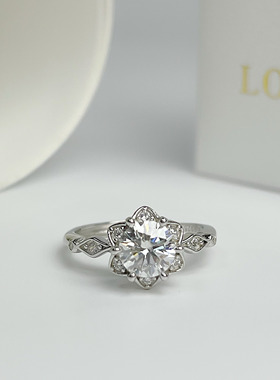 美国Lockend莫桑钻18K白金六芒星戒指女生简约莫桑石手饰个性时尚