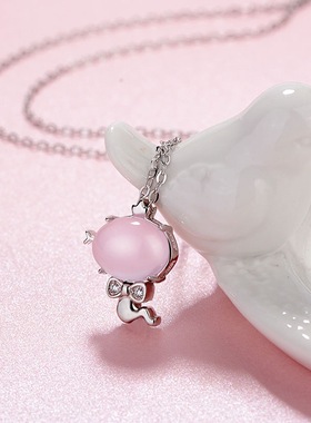 十二生肖吊坠女s925天然粉水晶