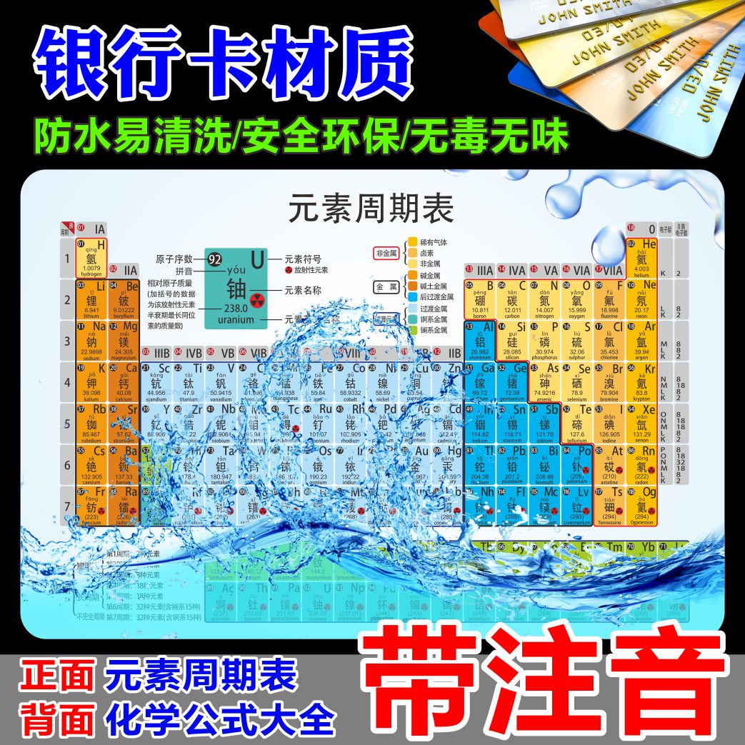 化学元素周期表方程式卡片初中数学物理公式七八九年级学霸知识点 - 图0