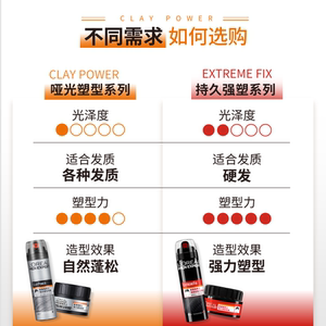 欧莱雅发泥男士哑光发胶定型喷雾发蜡头发造型自然蓬松清香持久