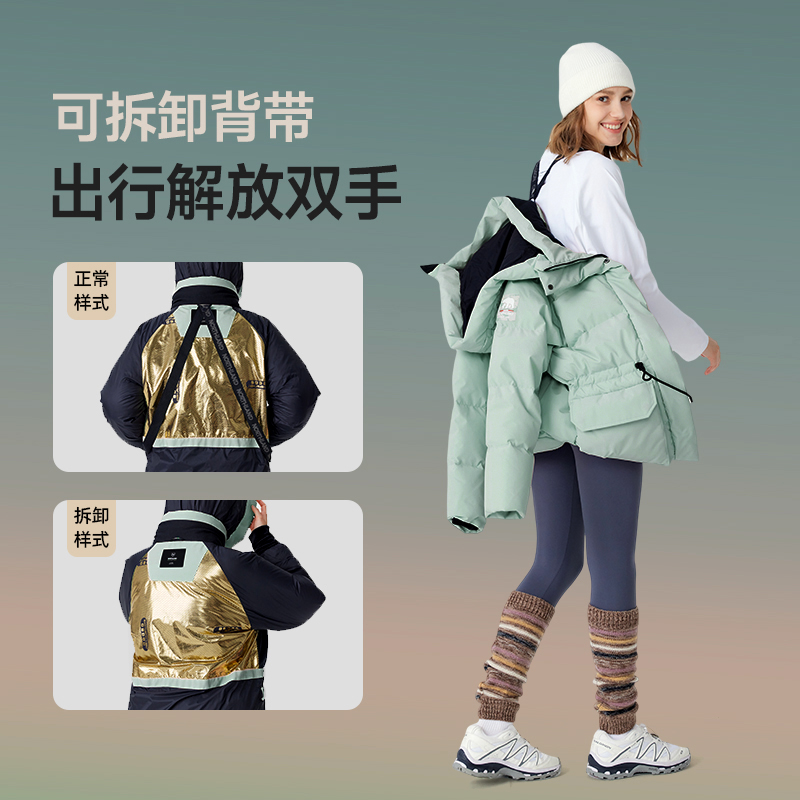 【鹅绒】诺诗兰鹅绒服情侣经典防寒防泼水户外运动三防保暖羽绒服