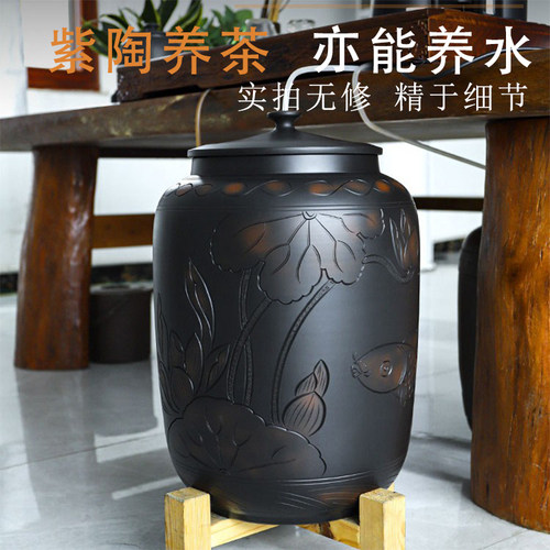 【滇匠企业店】陶瓷水缸家用储水用建水紫陶水缸茶道储水抽水桶净 - 图2