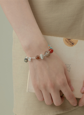 梵灵设计款度假风黑超金发晶多彩手链个性时尚纯银疗愈感新中式