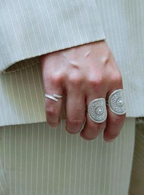 女S925纯银新中式民族风花丝戒指