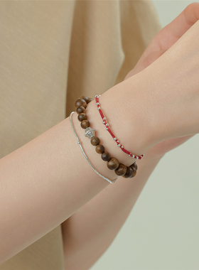 梵灵奇楠沉香木银渡手链S925银