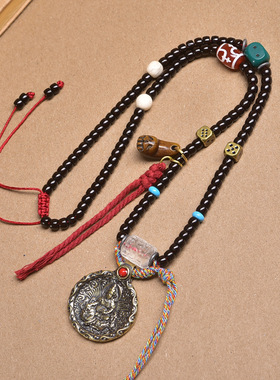 天然椰蒂锁骨链文玩老天铁九宫八卦吊牌回流骨玛瑙天珠配饰项链