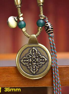 手工编织绳项链可调节老天铁九宫八卦吊坠黄财神嘎乌盒挂坠毛衣链