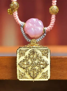 纯手工编织绳毛衣链可调节盐源玛瑙配饰藏区小唐卡九尾狐吊坠项链