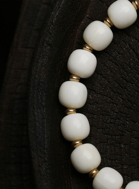 天然鹿角桶珠手串单圈暂时文玩嘎乌盒吊坠蓝玛瑙富甲天珠配饰手链