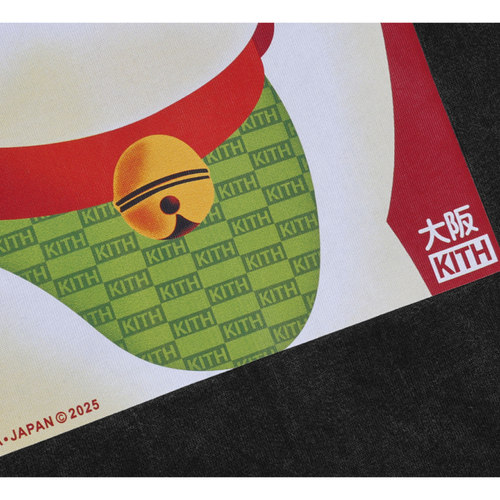KITH 25SS Osaka大阪开业限定招财猫可爱印花短袖水洗T恤纯棉Tee - 图1