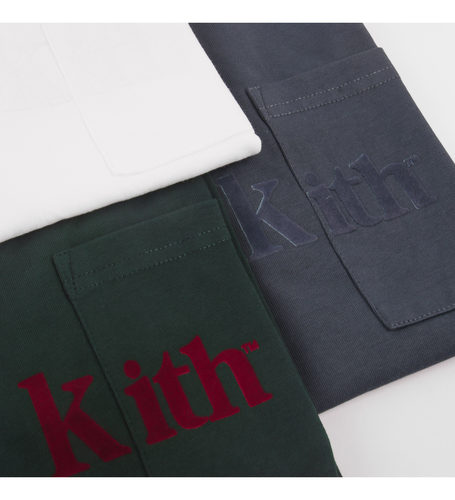 KITH美潮植绒口袋短袖夏新男女同款纯棉T恤圆领套头上衣休闲宽松 - 图1