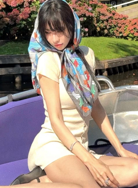 复古十字架图腾多用途丝巾头巾女