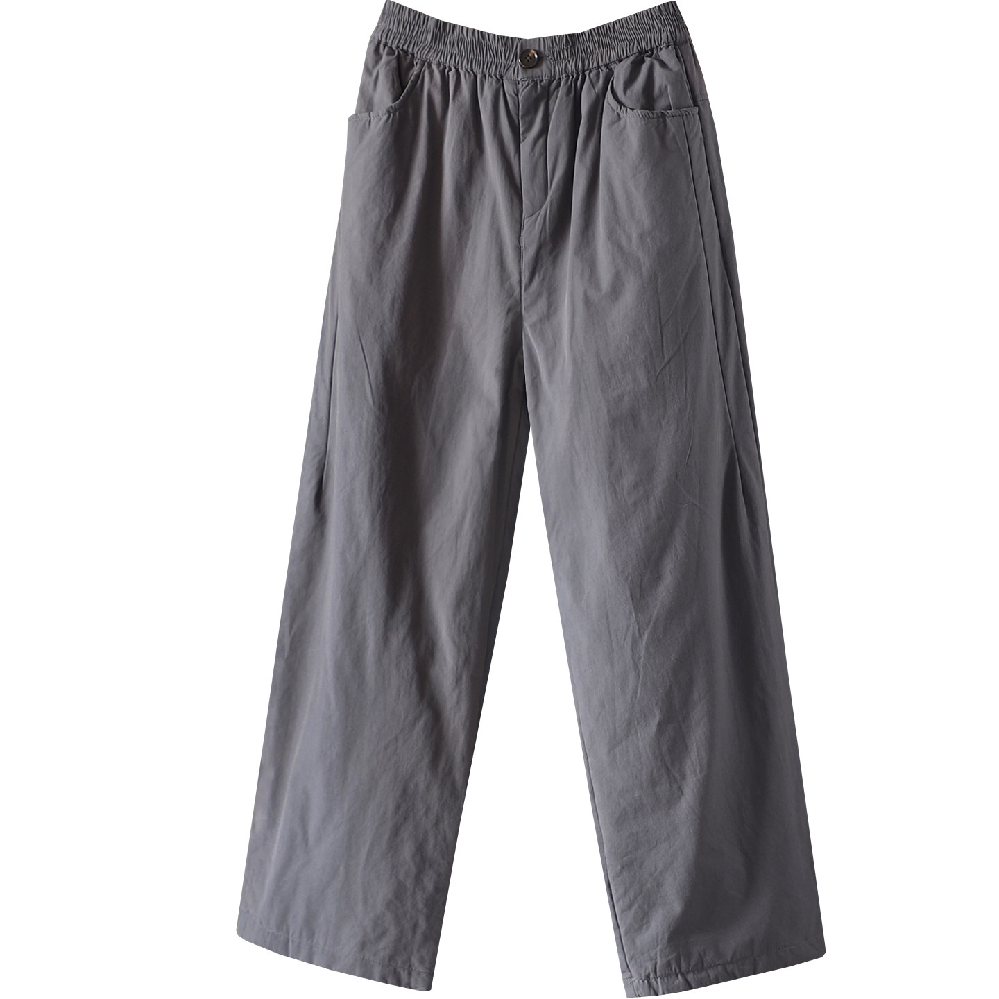 文艺宽松拉链款100%棉直筒裤冬季纯色松紧腰夹棉款保暖长裤棉裤女,淘宝优惠券,粉丝福利购,淘宝优惠卷