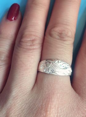 鱼戒指纯银999可爱小鱼儿女足银