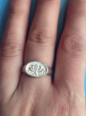 包邮银戒指999纯银莲花开口足银