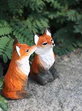 狐狸手工雕刻九尾狐摆件鹿妖商店