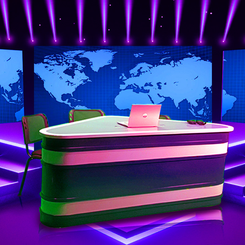 新闻主播台培训班桌播音访谈直播台儿童定做桌小演播室播音主持人