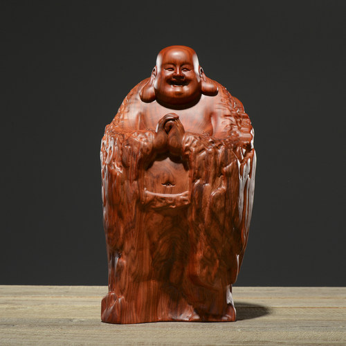 木雕弥勒佛摆件客厅大号家居饰品木质雕刻工艺品1米弥勒佛像笑佛 - 图2