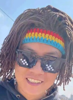 爆款意嘻哈针织头套毛线帽厂家批发手工钩织个性搞怪脏辫假发帽