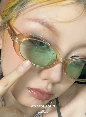 欧美风ins网红复古小框椭圆墨镜女款高级感防紫外线近视太阳眼镜