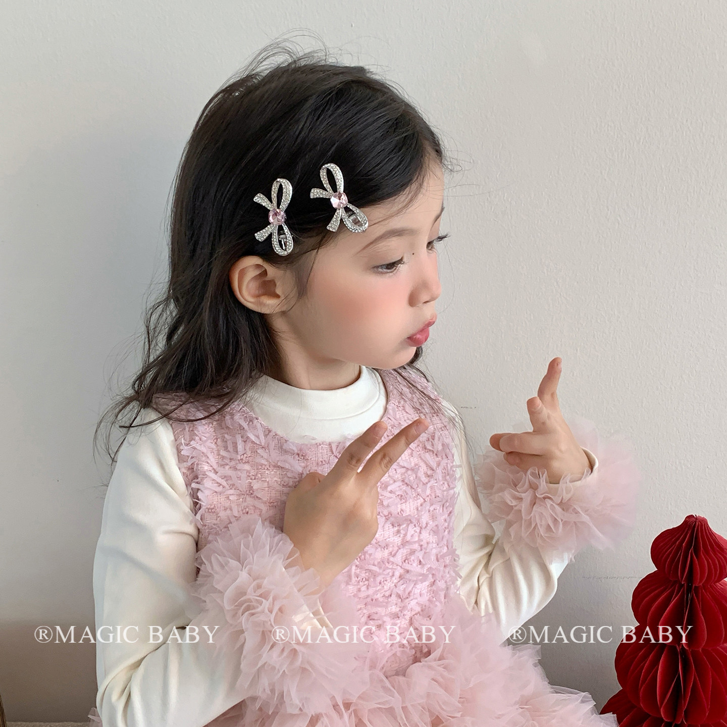 超闪爱心水钻蝴蝶结发夹儿童精致高级感侧边夹宝宝刘海夹碎发夹子,淘宝优惠券,粉丝福利购,淘宝优惠卷