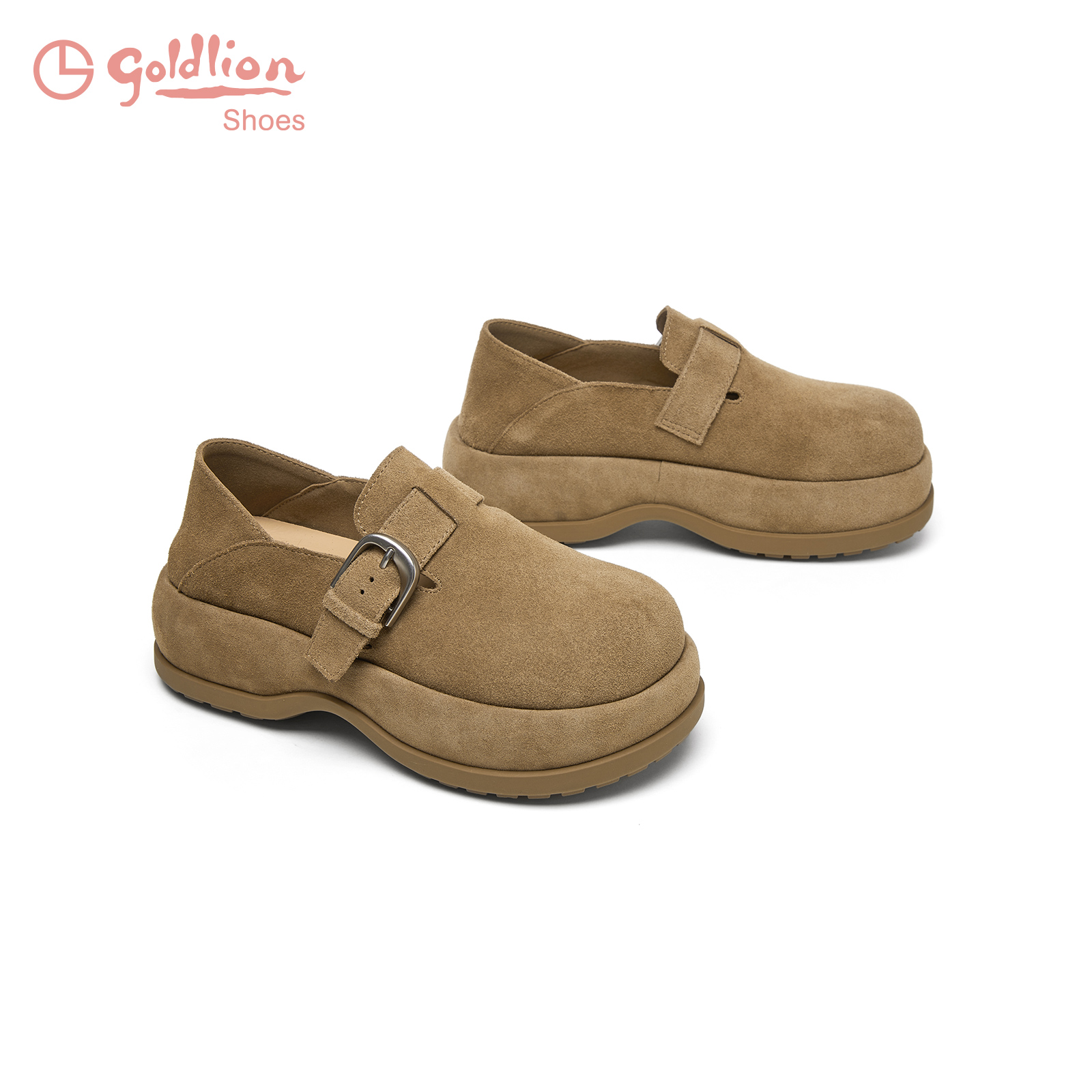 金利来女鞋时尚厚底勃肯鞋女2025秋冬新款反绒皮软底舒适百搭单鞋 - 图3