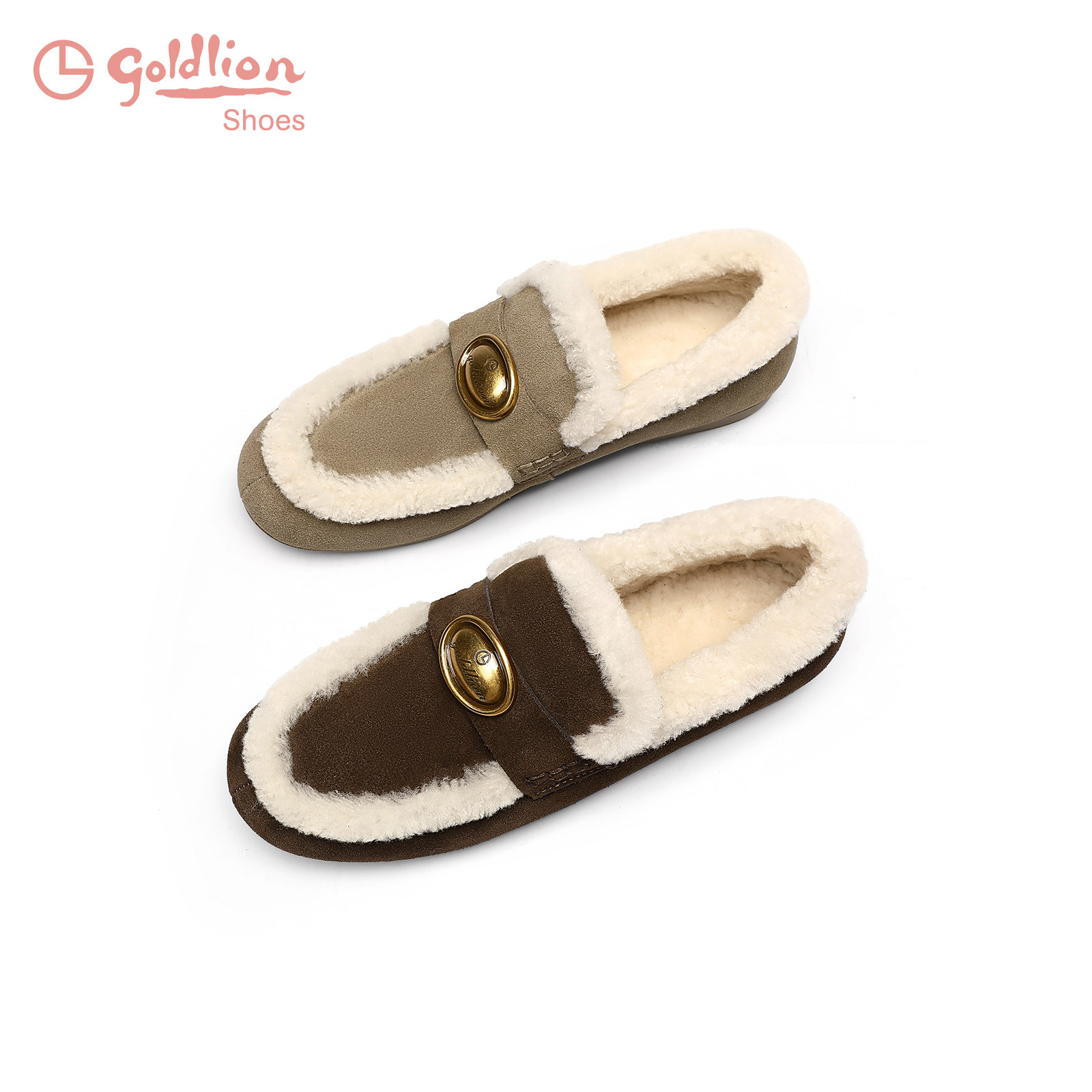 金利来保暖毛毛鞋秋冬款一脚蹬休闲乐福棉鞋百搭平底加绒豆豆鞋女,淘宝优惠券,粉丝福利购,淘宝优惠卷