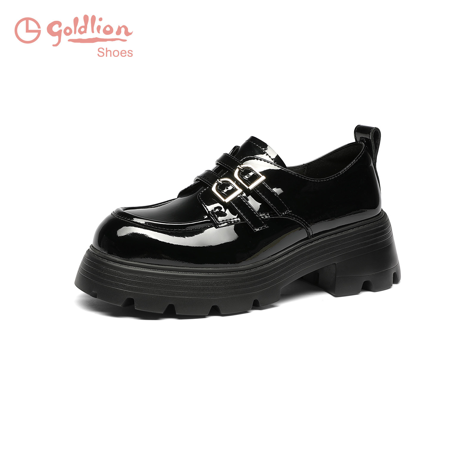 金利来黑色小皮鞋女秋季新款女鞋学院风百搭小个子6cm厚底乐福鞋,淘宝优惠券,粉丝福利购,淘宝优惠卷