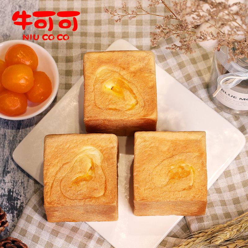 牛可可咸蛋黄魔方吐司夹心手撕面包 牛可可西式糕点