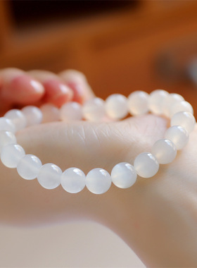 白色恋人手作天然白月光石手链