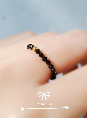 14K金天然水晶珍珠弹力女戒