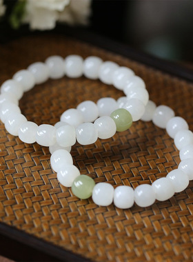 和田白玉大颗粒手链女款手串单圈