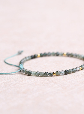 水草玛瑙14K包金珠复古转运手链