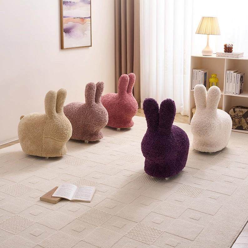 网红萌兔凳卡通创意矮凳家用摆件阳台儿童凳客厅万向轮动物沙发椅,淘宝优惠券,粉丝福利购,淘宝优惠卷