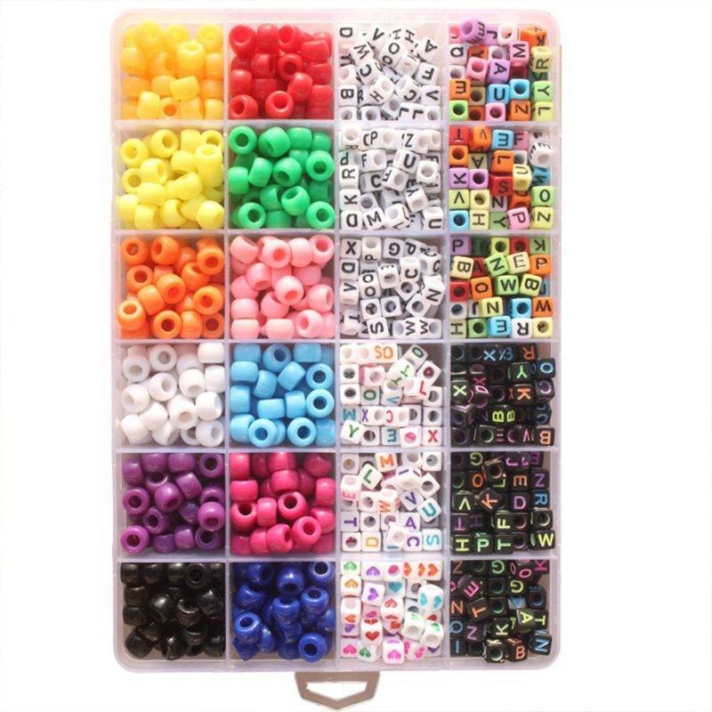 960Pcs 20 Grid Alphabet Letter Pony Beads Cube for DIY Jewel - 图0