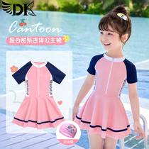 DK Children Swimsuit Girl Summer New Conjoined Swimsuit Girl Baby Cute Lady Dress Swimsuit