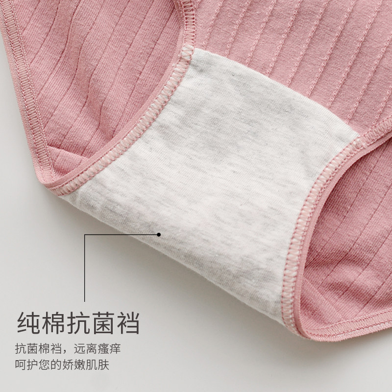 5条女士纯棉抗菌底裆舒适三角裤头 安优棉内裤