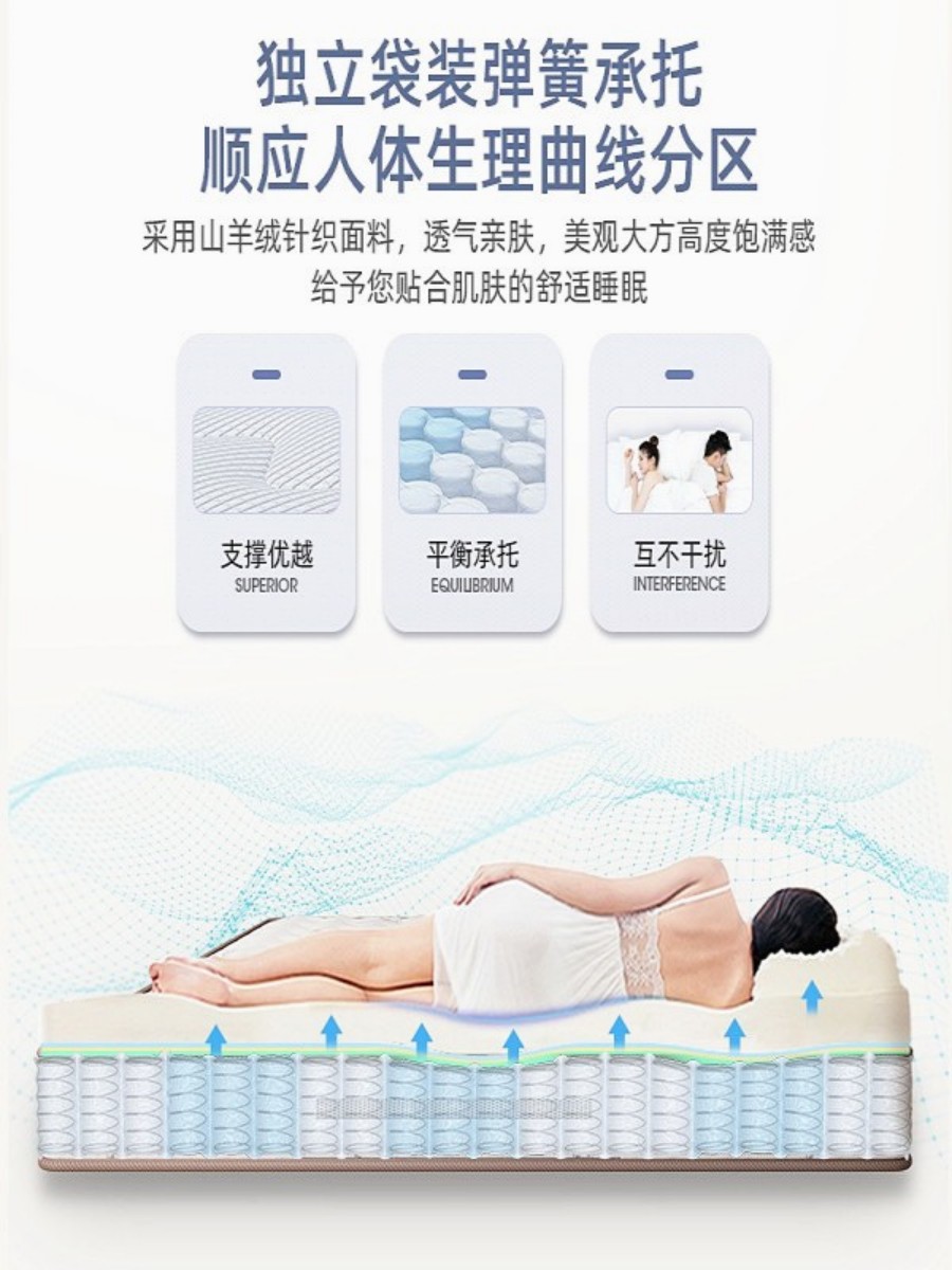 床垫家用 席梦思厚20cm软垫1.8米1.5m1.2乳胶经济型加厚弹簧床垫