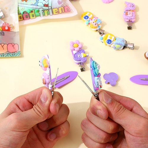 奶油胶 发夹小女孩DIY 儿童玩具手工材料包可爱卡通树脂配件夹子 - 图0
