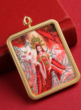 唐卡彩金九尾狐描画仙狐