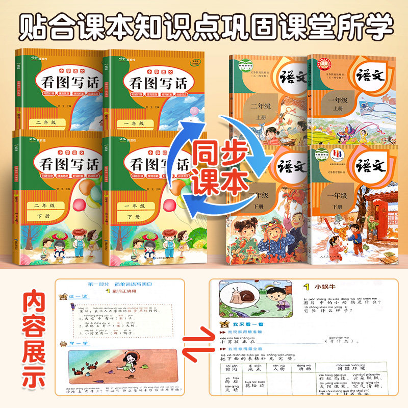 看图写话一年级二年级上下册专项训练每日一练人教版日记作文好词积累优秀范文大全小学生语文阅读理解和练字帖本子课本同步练习册