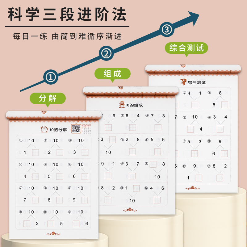 10以内 20以内数的分解与组成 十以内加减法二十幼小衔接全套一日一练数学幼儿园中班大班学前班幼升小专项练习册试卷数字分成算数