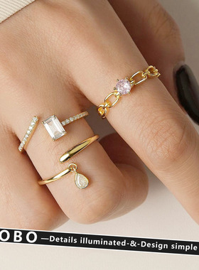 小众设计感爱心锆石戒指女轻奢高级感开口可调节十字架食指戒指环