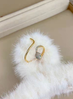 捡漏清仓，镶蛇形小众开口设计高级感戒指女个性时尚食指装饰指环