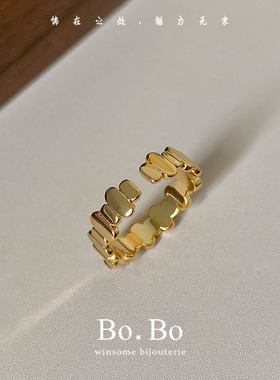 椭圆开口可调节素圈指环高级感