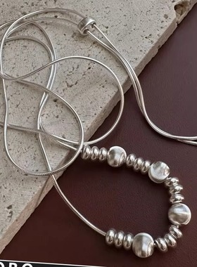 法式小众设计感925纯银抽拉蛇骨项链女轻奢高级感锁骨链颈链配饰