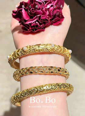 宫廷古法镂空复古雕花手镯女