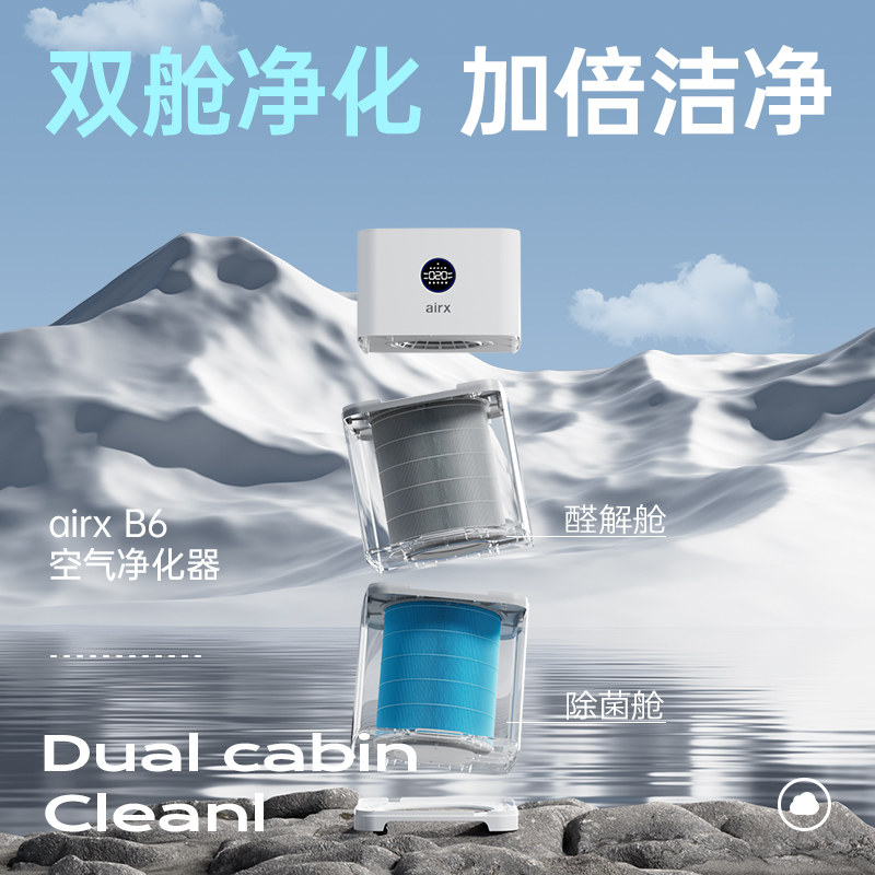 气熙airx空气净化器家用除甲醛去烟异味除雾霾净化机B6（B7mini）