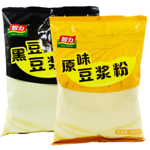 智力原味/黑豆豆浆粉500g*2袋装家庭上班族营养健康早餐速溶冲饮 - 图0
